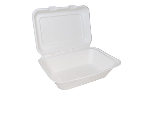 COMPOSTABLE BAGASSE CLAMSHELL FOOD BOX    7"x 5" x 500