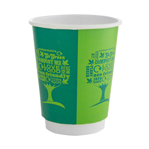 12oz GREEN TREE COMPOSTABLE DOUBLE WALL CUPS x 25